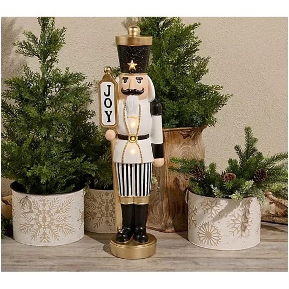 Kringle Express 32" Oversize Resin Christmas Holiday Nutcracker Black White